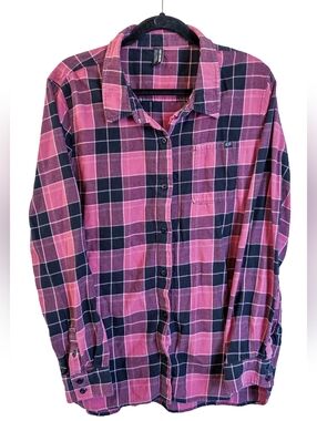 Fox Pink and Black Plaid Button-Down Shirt